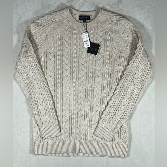 NWT XL Brooks Brothers Supima Cotton Knit Cotton Fisherman’s Cable Knit Sweater